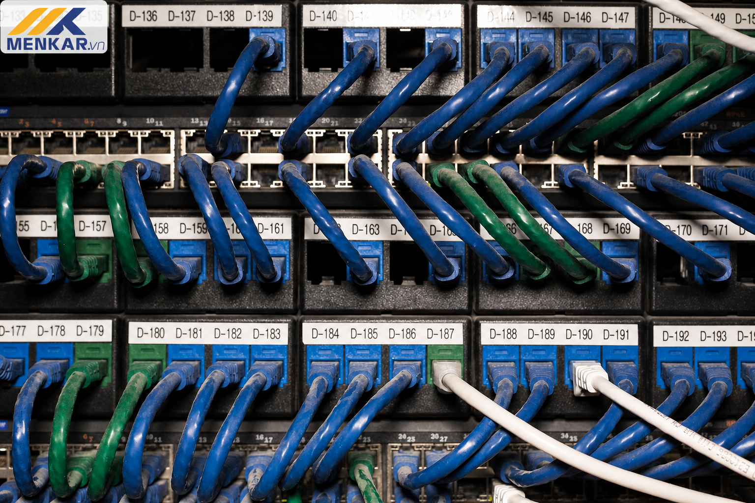 Patch panel và cáp mạng được đánh nhãn cho hệ thống tại Kiến An